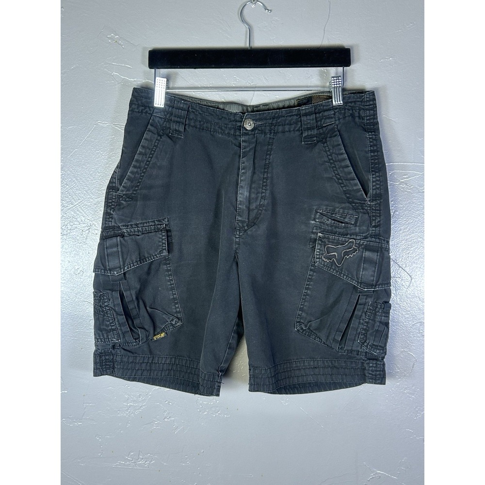 Fox Racing cargo shorts iconic fox head logo Grey Men's 32 Cotton Shorts Y2K